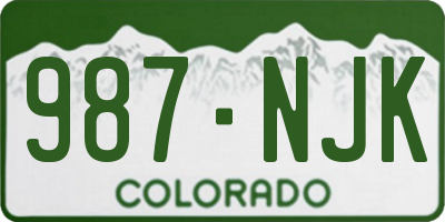 CO license plate 987NJK