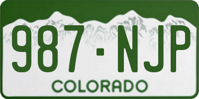 CO license plate 987NJP
