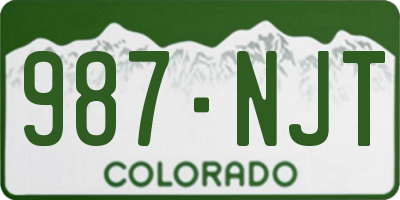 CO license plate 987NJT