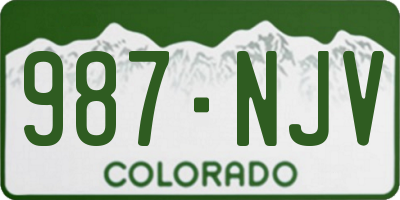 CO license plate 987NJV
