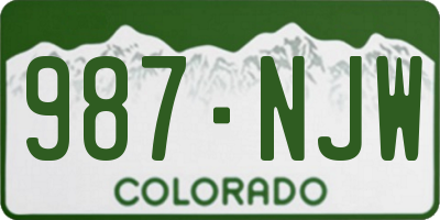 CO license plate 987NJW