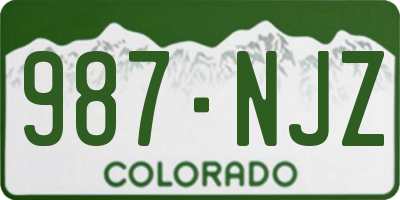 CO license plate 987NJZ