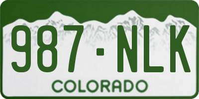 CO license plate 987NLK