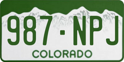 CO license plate 987NPJ