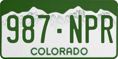 CO license plate 987NPR