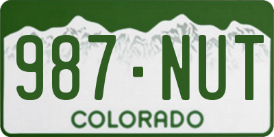CO license plate 987NUT