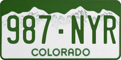 CO license plate 987NYR
