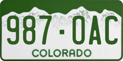 CO license plate 987OAC
