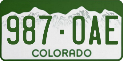 CO license plate 987OAE