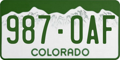 CO license plate 987OAF