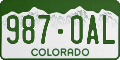 CO license plate 987OAL