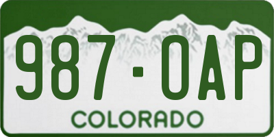 CO license plate 987OAP
