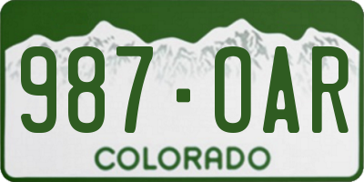 CO license plate 987OAR