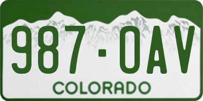 CO license plate 987OAV