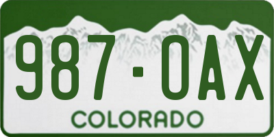 CO license plate 987OAX