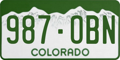 CO license plate 987OBN