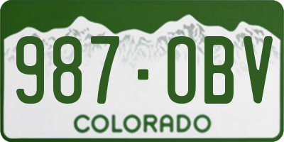 CO license plate 987OBV