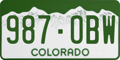 CO license plate 987OBW