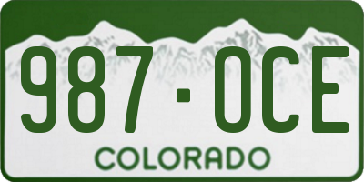 CO license plate 987OCE