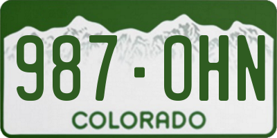 CO license plate 987OHN