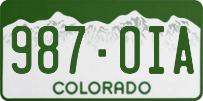 CO license plate 987OIA