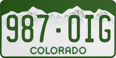 CO license plate 987OIG