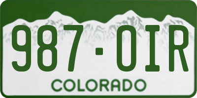 CO license plate 987OIR