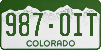 CO license plate 987OIT