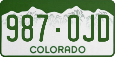 CO license plate 987OJD
