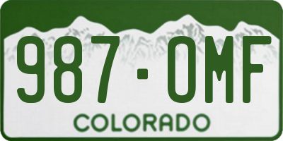 CO license plate 987OMF