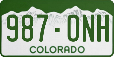CO license plate 987ONH