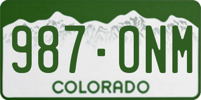 CO license plate 987ONM