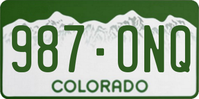 CO license plate 987ONQ