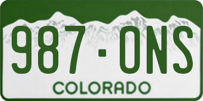 CO license plate 987ONS