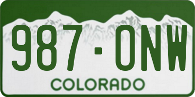 CO license plate 987ONW