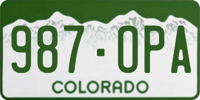 CO license plate 987OPA