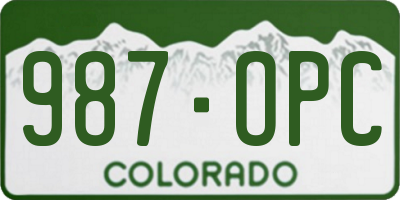 CO license plate 987OPC