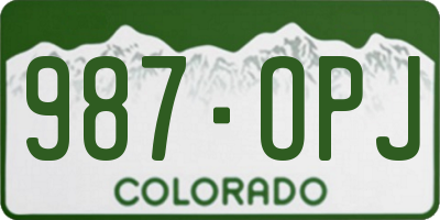 CO license plate 987OPJ