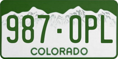CO license plate 987OPL