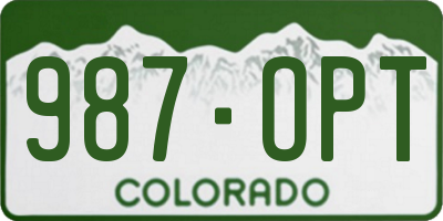 CO license plate 987OPT