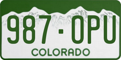 CO license plate 987OPU