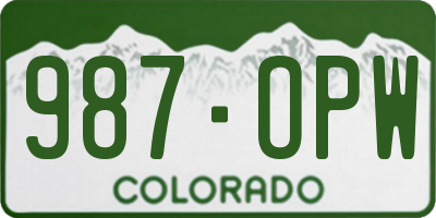 CO license plate 987OPW
