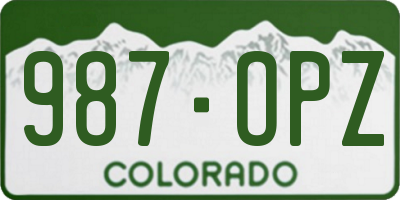 CO license plate 987OPZ