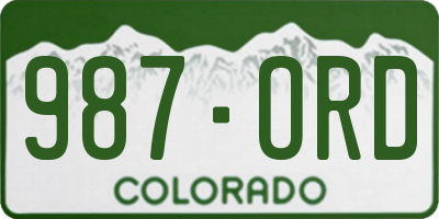 CO license plate 987ORD