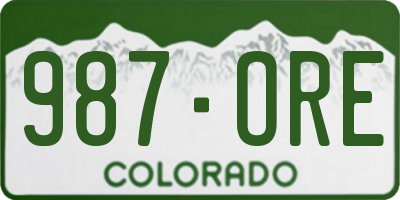 CO license plate 987ORE