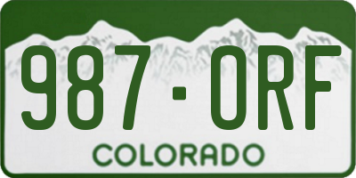 CO license plate 987ORF