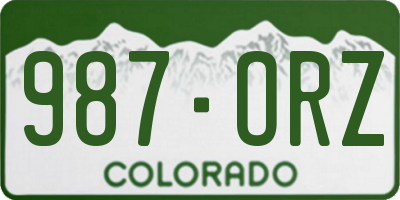 CO license plate 987ORZ