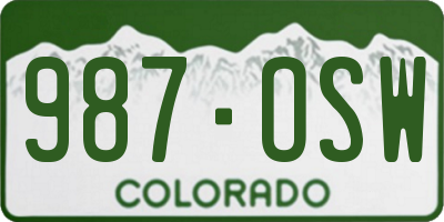 CO license plate 987OSW