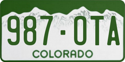 CO license plate 987OTA