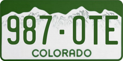 CO license plate 987OTE